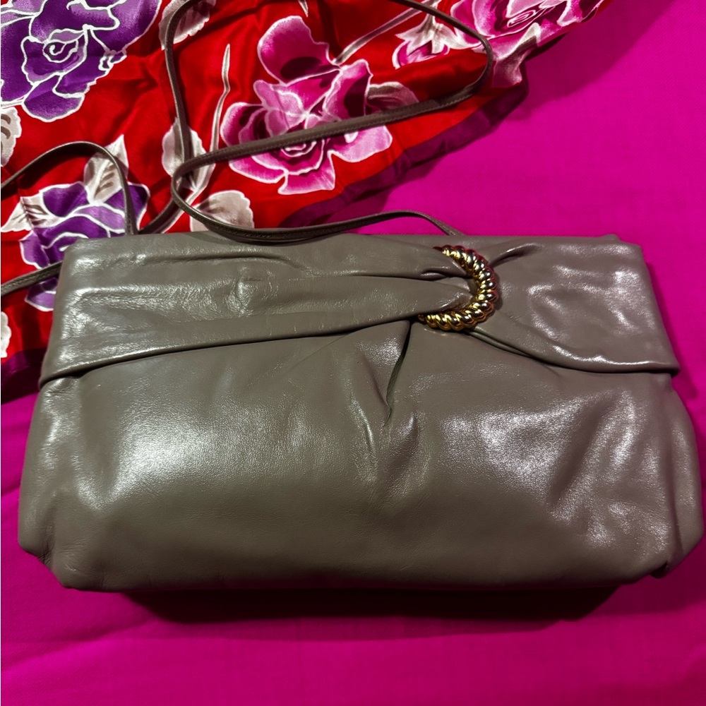 Morris Moskowitz | Vintage Elegant Gray Leather Clutch